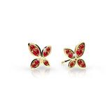 Dětské náušnice Danfil C2259 ze žlutého zlata s kamínky Ruby Dark, zapínání balónek