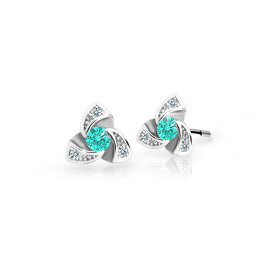 Dětské náušnice Danfil C2203 z bílého zlata s kamínkem Mint Green, zapínání balónek