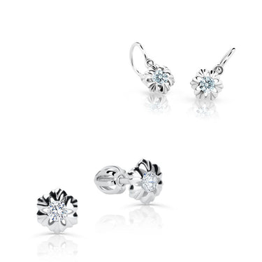 Set dámských a dětských náušnic Danfil C4230/2213 z bílého zlata, kamínky white