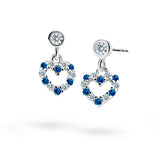 Dětské visací náušnice Danfil srdíčka C2157 z bílého zlata s kamínky Dark Blue, zapínání balónek