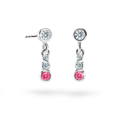 Dětské visací náušnice Danfil C2255 z bílého zlata s kamínky Tcf Red, zapínání balónek