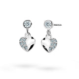Dětské visací náušnice Danfil srdíčka C2160 z bílého zlata s kamínky White, zapínání balónek