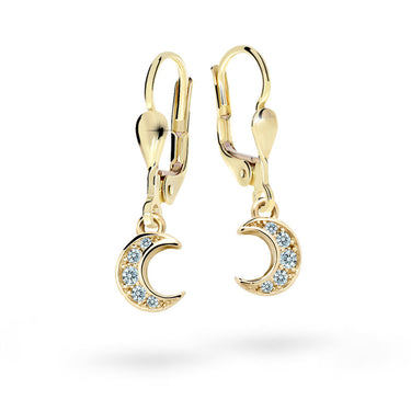 Dětské visací náušnice Danfil C2162 ze žlutého zlata s kamínky White, zapínání klapka