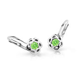 Dětské náušnice Danfil kytičky C2179 z bílého zlata s kamínkem Peridot Green, zapínání klapka