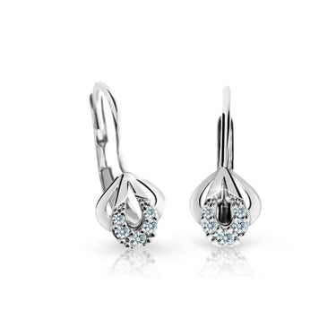 Dětské náušnice Danfil C2270 z bílého zlata s kamínky White, zapínání klapka