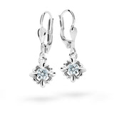 Dětské visací náušnice Danfil C2212 z bílého zlata s kamínkem White, zapínání klapka