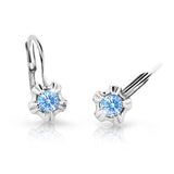 Dětské náušnice Danfil C2158 z bílého zlata s kamínkem Arctic Blue, zapínání klapka
