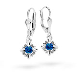 Dětské visací náušnice Danfil C2212 z bílého zlata s kamínkem Dark Blue, zapínání klapka