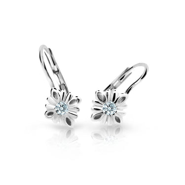 Dětské náušnice Danfil C2261 z bílého zlata s kamínkem White, zapínání klapka