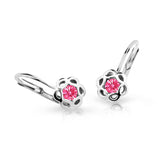 Dětské náušnice Danfil kytičky C2179 z bílého zlata s kamínkem Tcf Red, zapínání klapka