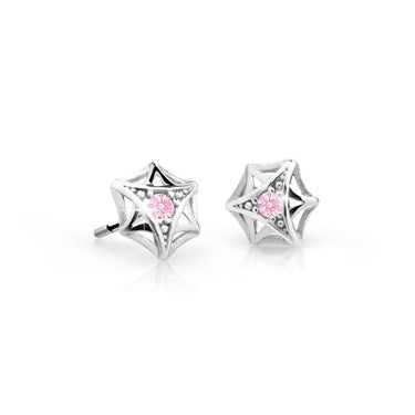 Dětské náušnice Danfil C2209 z bílého zlata s kamínkem Pink, zapínání balónek
