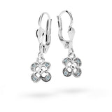Dětské visací náušnice Danfil kytičky C2200 z bílého zlata s kamínky White, zapínání klapka