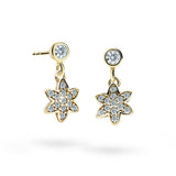 Dětské visací náušnice Danfil kytičky C2206 ze žlutého zlata s kamínky White, zapínání balónek