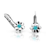 Dětské náušnice Danfil kytičky C1736 z bílého zlata s kamínkem Mint Green, zapínání klapka