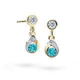 Dětské visací náušnice Danfil kapky C1898 z bílého zlata s kamínkem Mint Green, zapínání klapka