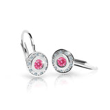 Dětské náušnice Danfil C2400 z bílého zlata s kamínkem Tcf Red, zapínání klapka