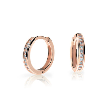 Dětské náušnice Danfil kroužky C3343 z růžového zlata s kamínky White
