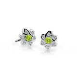 Dětské náušnice Danfil kytičky C2149 z bílého zlata s kamínky Peridot Green, zapínání balónek
