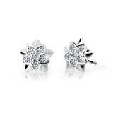 Dětské náušnice Danfil kytičky C2210 z bílého zlata s kamínky White, zapínání puzeta