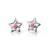 Dětské náušnice Danfil hvězdičky C1996 z bílého zlata s kamínky Tcf Red, zapínání balónek