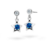 Dětské visací náušnice Danfil hvězdičky C1942 z bílého zlata s kamínky Dark Blue, zapínání balónek