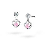 Dětské visací náušnice Danfil srdíčka C1943 z bílého zlata s kamínky Pink, zapínání balónek