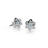 Dětské náušnice Danfil kytičky C2149 z bílého zlata s kamínky White, zapínání puzeta