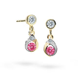 Dětské visací náušnice Danfil kapky C1898 z bílého zlata s kamínky Tcf Red, zapínání klapka
