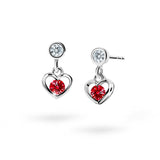 Dětské visací náušnice Danfil srdíčka C1943 z bílého zlata s kamínky Ruby Dark, zapínání balónek