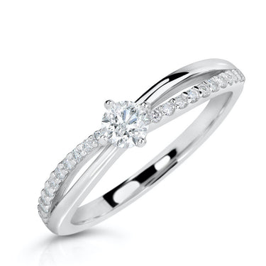 Zlatý zásnubní prsten DF 2837, bílé zlato, s brilianty