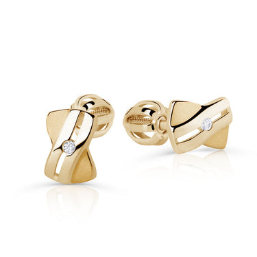 Zlaté dámské náušnice DF 1628, briliantové, žluté zlato