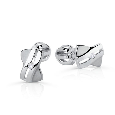 Zlaté dámské náušnice DF 1628, briliantové, bílé zlato