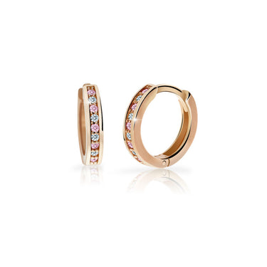 Dětské náušnice Danfil kroužky C3342 z růžového zlata s kamínky Pink