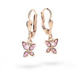 Dětské visací náušnice Danfil C2259 z růžového zlata s kamínky Pink, zapínání klapka