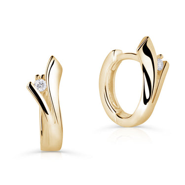 Zlaté kruhové náušnice DF 1795, briliantové, žluté zlato