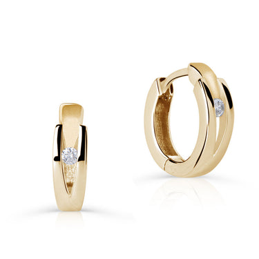 Zlaté náušnice kruhy DF 2023, briliantové , žluté zlato