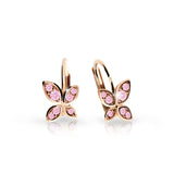 Dětské náušnice Danfil C2259 z růžového zlata s kamínky Pink, zapínání klapka