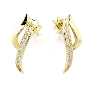 Zlaté dámské náušnice DF 2348, briliantové, žluté zlato