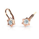 Dětské náušnice Danfil hvězdičky C2159 z růžového zlata s kamínky White, zapínání klapka