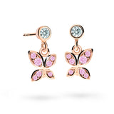 Dětské visací náušnice Danfil C2259 z růžového zlata s kamínky Pink, zapínání balónek