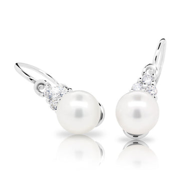 Dětské perlové náušnice Danfil C2235 z bílého zlata, zapínání brizura