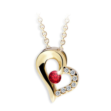Zlatý dámský přívěsek DF 2974, žluté zlato s rubínem a brilianty