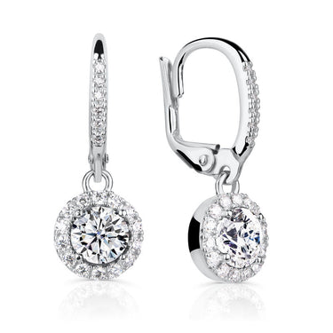 Zlaté dámské náušnice DF 3107, briliantové, bílé zlato