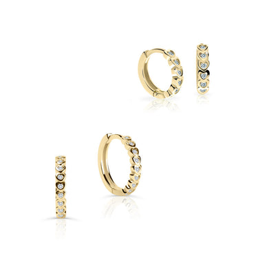 Set dámských a dětských kruhových náušnic Danfil C5215/3339 ze žlutého zlata, kamínky white