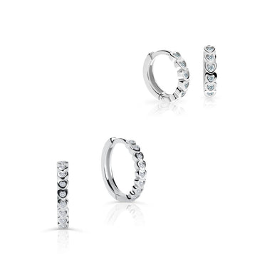 Set dámských a dětských kruhových náušnic Danfil C5215/3339 z bílého zlato, kamínky white