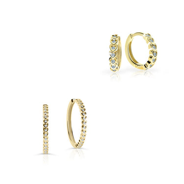 Set dámských a dětských kruhových náušnic Danfil C4986/3341 ze žlutého zlata, kamínky white