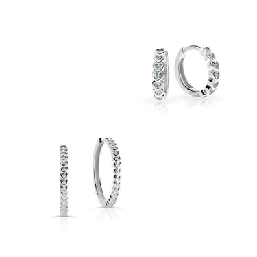Set dámských a dětských kruhových náušnic Danfil C4986/3341 z bílého zlata, kamínky white