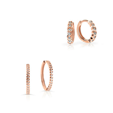 Set dámských a dětských kruhových náušnic Danfil C4986/3341 z růžového zlata, kamínky white