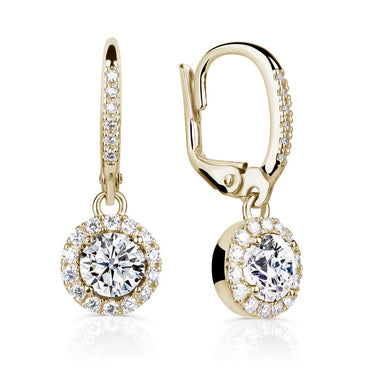 Zlaté dámské náušnice DF 3107, briliantové, žluté zlato