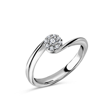 Zlatý zásnubní prsten DF 3934, bílé zlato, s briliantem